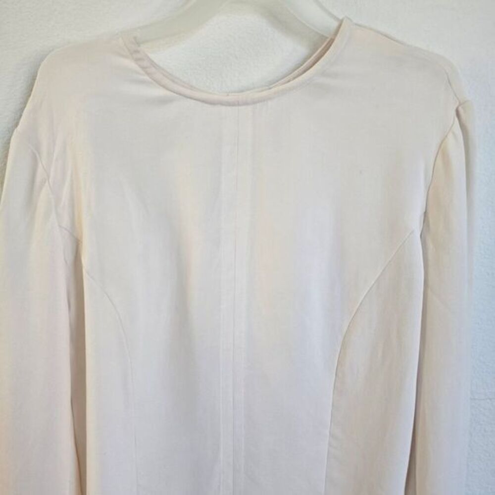 Studio 121 Cream Beige 100% Silk Longsleeve Blouse Top Sz 2 Quiet Luxury Vintage - Picture 9 of 12